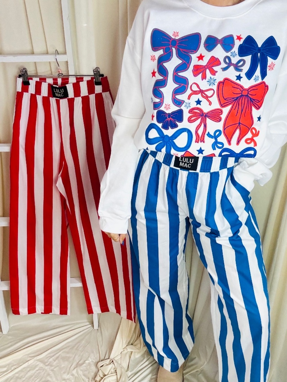 LULU MAC STRIPED PANTS RED/WHITE (NWT)